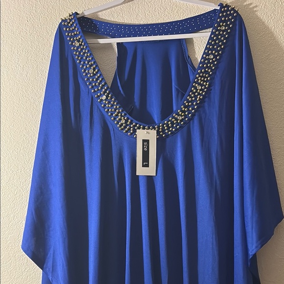 Elegant Blue Embellished Women's Top - Picture 11 of 11